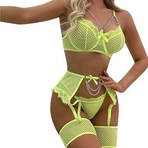Neon Lace Lingerie Set